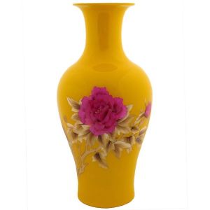 Jarrón 68cm -Flores fondo amarillo